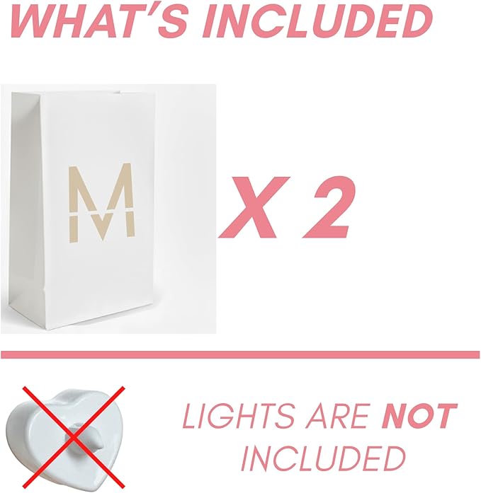 Light Up Letter M - Luminary Bags Perfect for Personalized Happy Birthday Banner, Proposal Decorations, Engagement Party Decorations and Congratulations Banner for Your Loved One