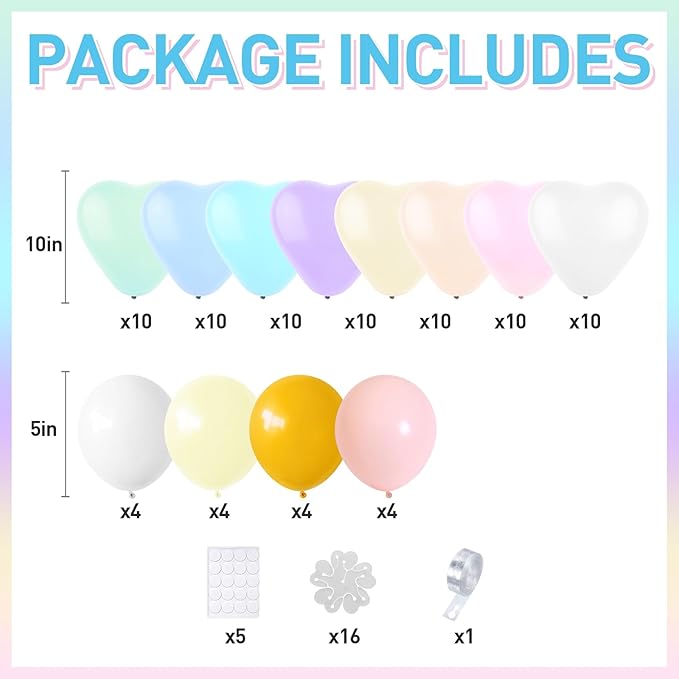 16 Set Flower Balloons DIY Kit,Colorful Heart Balloons Daisy Balloon Flower Heart Shape Balloon Party Decorations for Birthday Valentines Wedding Anniversary