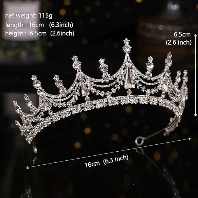 Silver Crystal Princess Queen Tiara - Bride Rhinestone Crowns Headband for Women Wedding Birthday Halloween Prom Pageant Party Coming of Age Ceremony,Photo Props （HG608-Silver White）