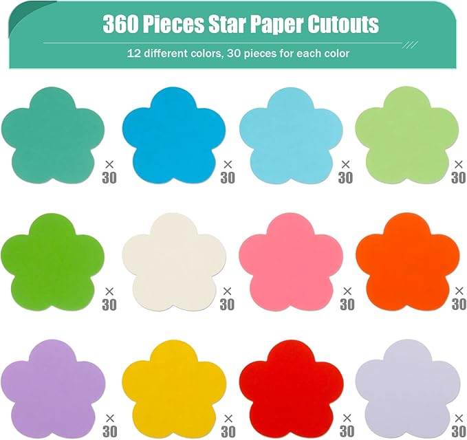 360 Pcs Spring Flowers Cutouts - Assorted Color Paper Flowers Shaped Die-Cuts for Classroom Decor, Teachers, Kids DIY Craft Projects, Back to School Bulletin Board Decorations