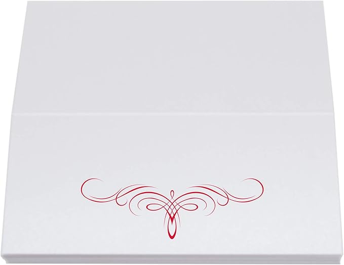 Decadent Flourish Place Cards, Ruby Red (Choose Color), Set of 150, Pre-cut and Scored - Wedding, Party, Dinner, and Special Events - Made in the USA