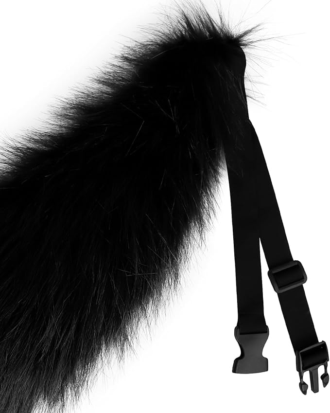 Adolala Faux Fur Wolf Fox Tail with Adjustable Elastic Belt Halloween Cosplay Costume Accessory