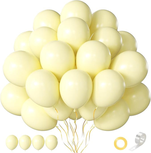 Yellow Balloons, 60 pcs Pastel Yellow Balloons 12 Inch Latex Balloon for Themed Birthday Party Decoration, Family Gathering, Summer Party, Holiday Decoration and Balloon Garland