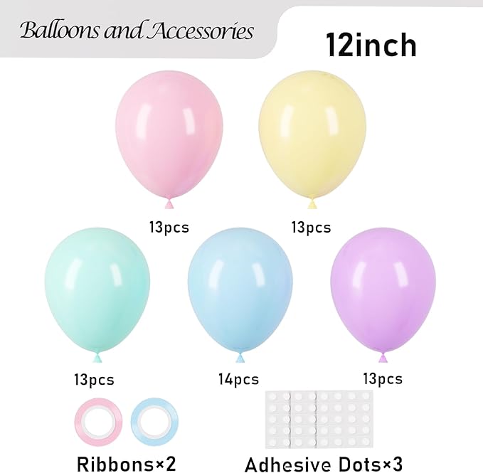 Pastel Balloons, 66pack 12inch Macaron Latex Party Balloons for Graduation, Easter, Wedding, Birthday, Bridal Shower, Rainbow Party, Baby Shower, Anniversary Party Decorations