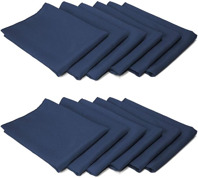 TableLinensforLess 17x17 Inch Polyester Cloth Napkins, Set of 12 (Dark Blue)