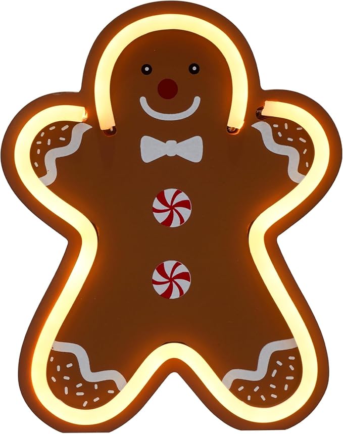 Gingerbread Christmas Decorations for Home LED Lighted Christmas Gingerbread Decor Farmhouse Wooden Tiered Tray Signs Rustic Holiday Table Sign Kitchen Xmas Party Mantel Gift Winter