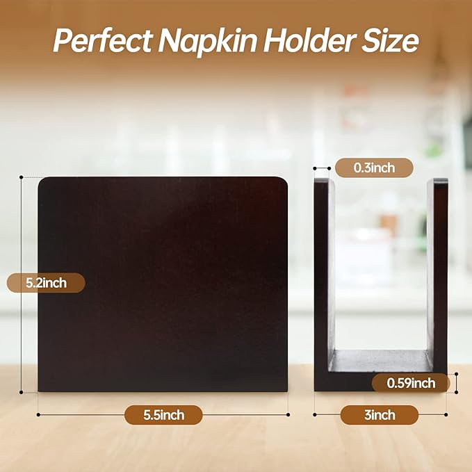 Bamboo Vertical Napkin Holder - Natural Wood, Strong and Waterproof for Table, Kitchen and Countertops