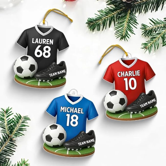 Personalized Soccer Christmas Acrylic Ornament, Soccer Ornament, Soccers Ornaments Christmas Tree Hanging Ornaments Tree Decorations, Soccers Player Uniform /3