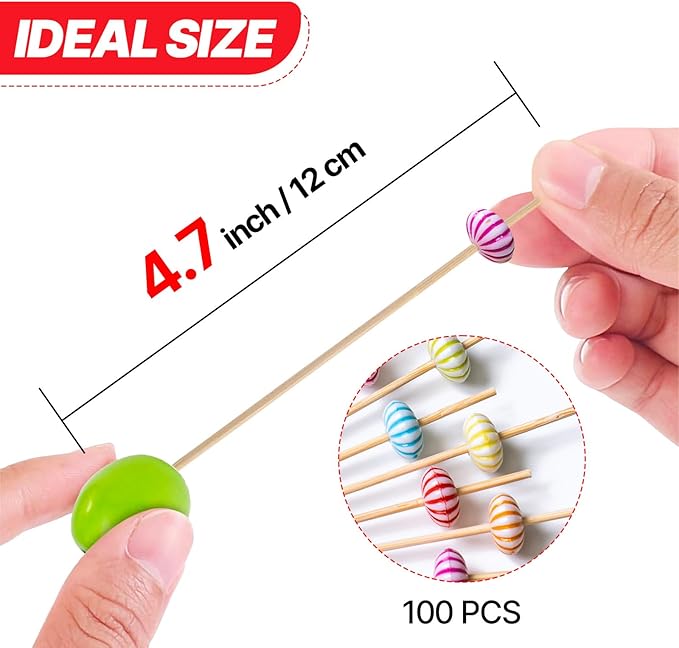 PuTwo Cocktail Picks Handmade Bamboo Toothpicks 100ct 4.7" Multicolor Pumkin