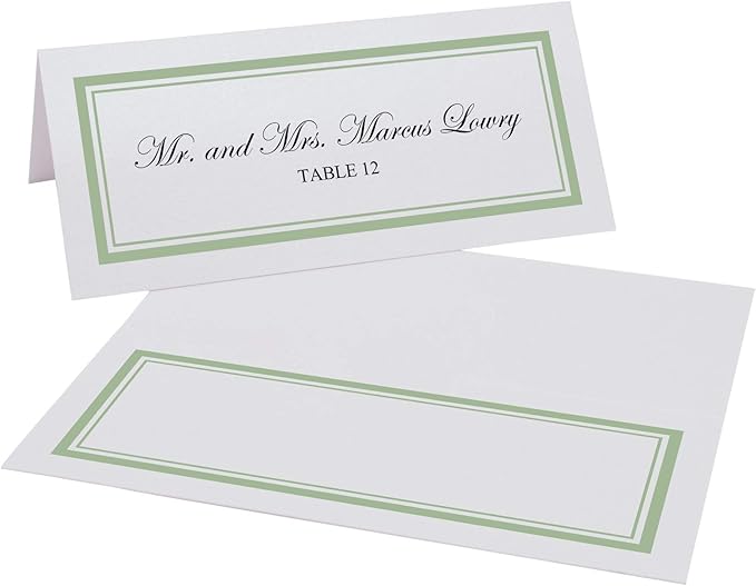 Double Line Border Place Cards, Sage (Choose Color), Set of 60, Pre-cut and Scored - Wedding, Party, Dinner, and Special Events - Made in the USA