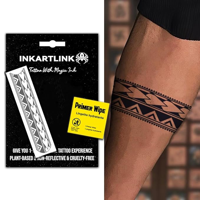INKARTLINK semi-permanent temporary tattoos, realistic arm tattoos, waterproof and non-reflective, exquisite packaging, unique design (Armband 6)
