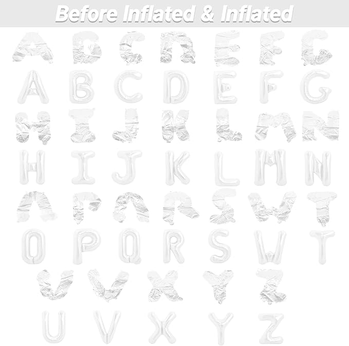 LIOZEOKUN Letter Balloons 16 Inch Alphabet A-Z Mylar Foil Balloons 2 Set for Wedding Birthday Party Decoration Banner Custom Phrase 52 Pcs