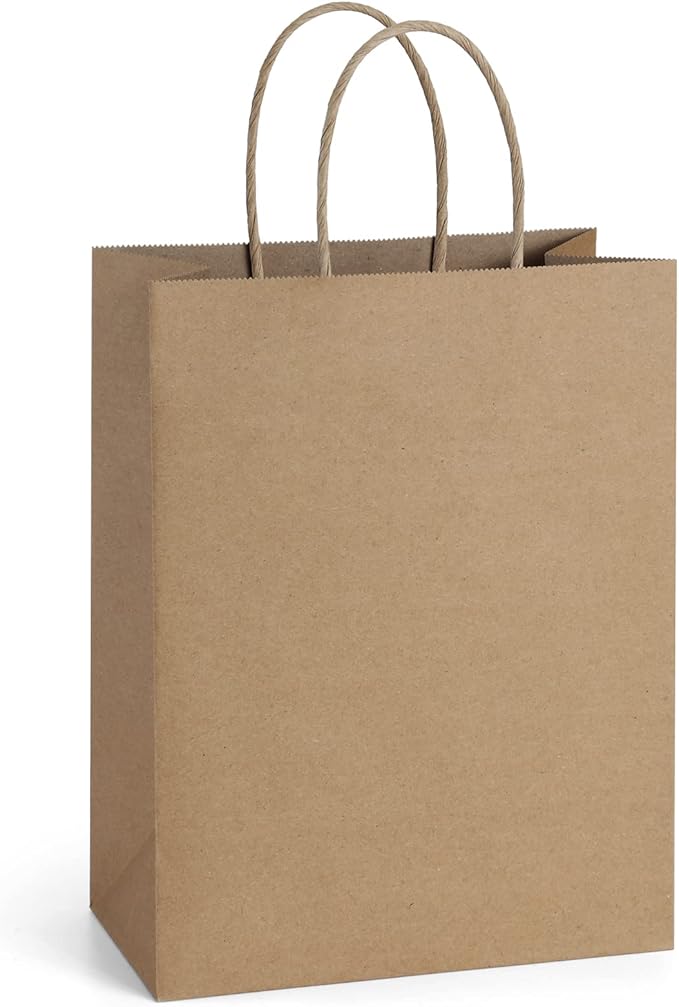 BagDream 25Pcs Brown Gift Bags 8x4.25x10.5 Kraft Paper for Gifts, Shopping Retail Merchandise Grocery Sacks, Brown Paper Bags with Handles Bulk Medium