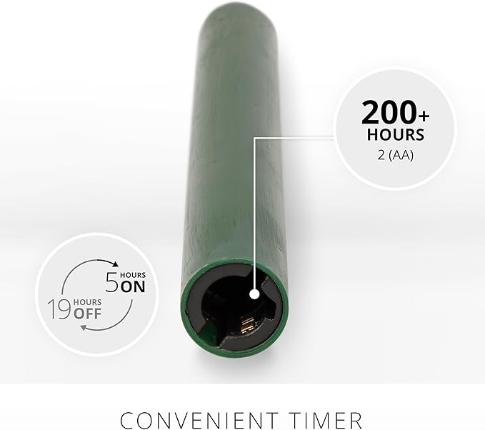 Luminara - Flameless Battery Operated Taper Candle - Holiday Green - Pack of 1-1x9.5 - LED Flickering Flame - Realistic Safe for Home Kids and Pets