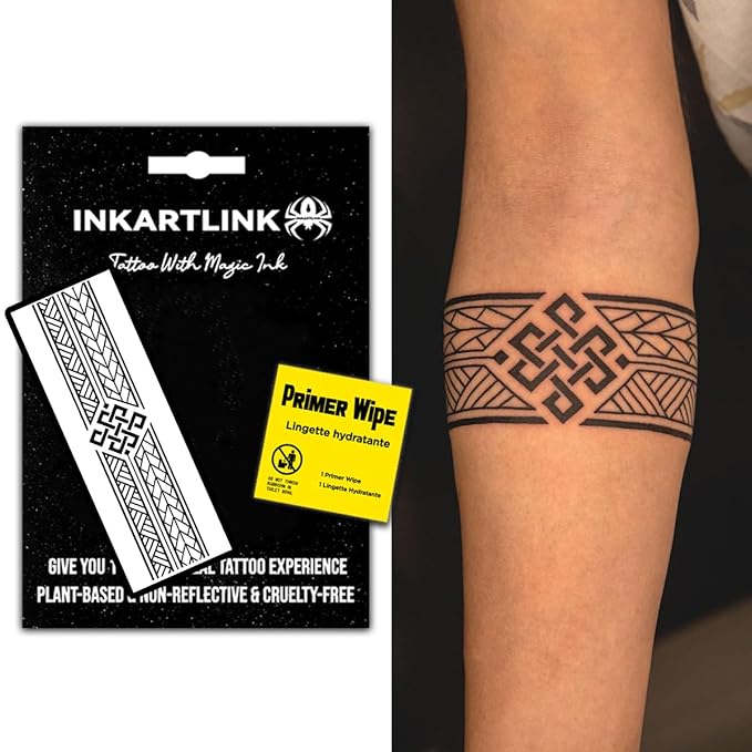 INKARTLINK semi-permanent temporary tattoos, realistic arm tattoos, waterproof and non-reflective, exquisite packaging, unique design (Armband 8)