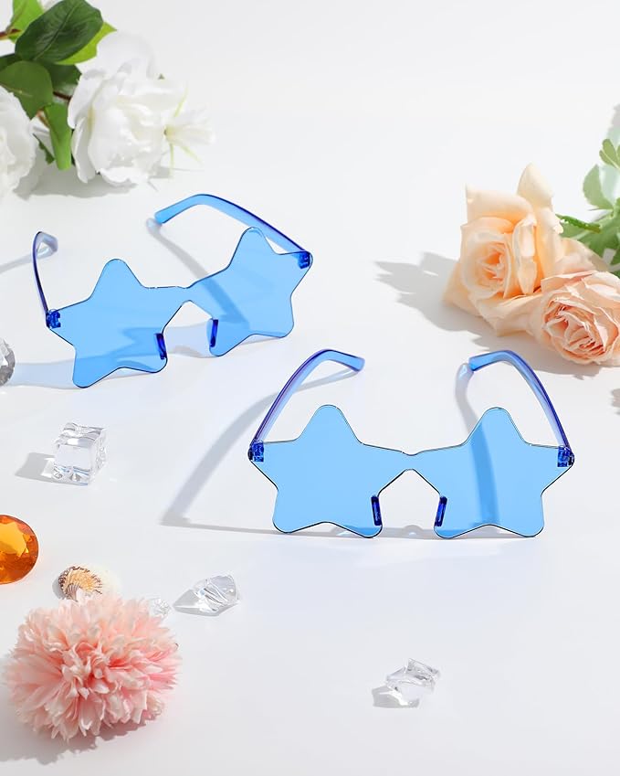 20 Pairs Rimless Star Sunglasses Bulk Transparent Candy Color Star Glasses for Women Men Party Favors