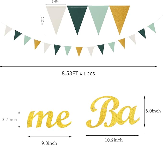 Sage-Green Beige-Gold Baby Shower Party-Decorations - 31pcs Kits Gender Neutral Boy Girl Welcome Baby Banner Flags,Tissue Paper Pom Poms,Tassel Streamers Garland Birthday Decor Panduola