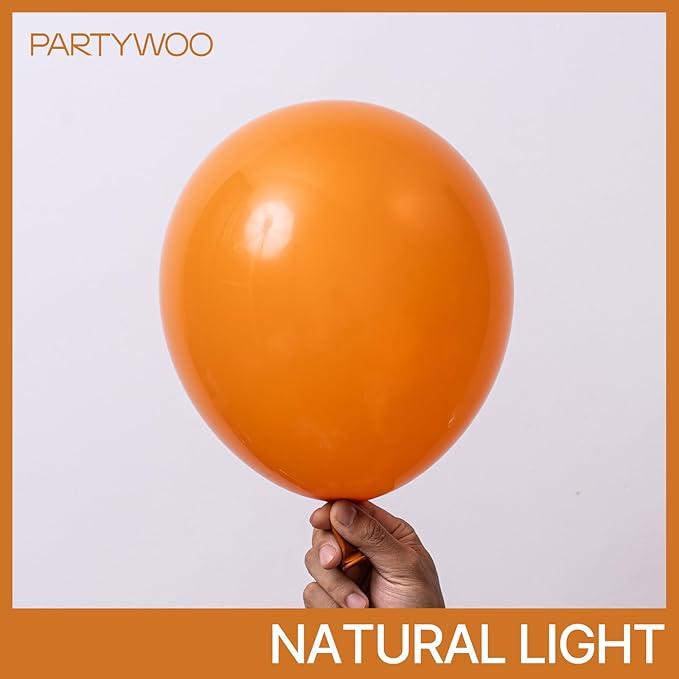 PartyWoo Burnt Orange Balloons 100 pcs Orange Balloons Different Sizes Pack of 36 18 12 10 5 Inch Terracotta Balloon Garland Arch Kit for Thanksgiving Halloween Fall Party Decorations Orange-F53