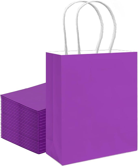 qiqee 30PCS Medium Gift Bag with Handles Bulk 11"x5"x8" Gift Bags Violet Bags Multiple Uses (Medium Size)