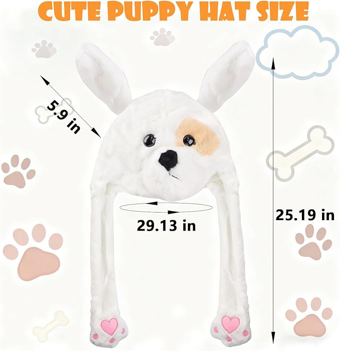 Plush Ear Moving Jumping Hat,Cute Fluffy Cap, Soft Warm HeadWear