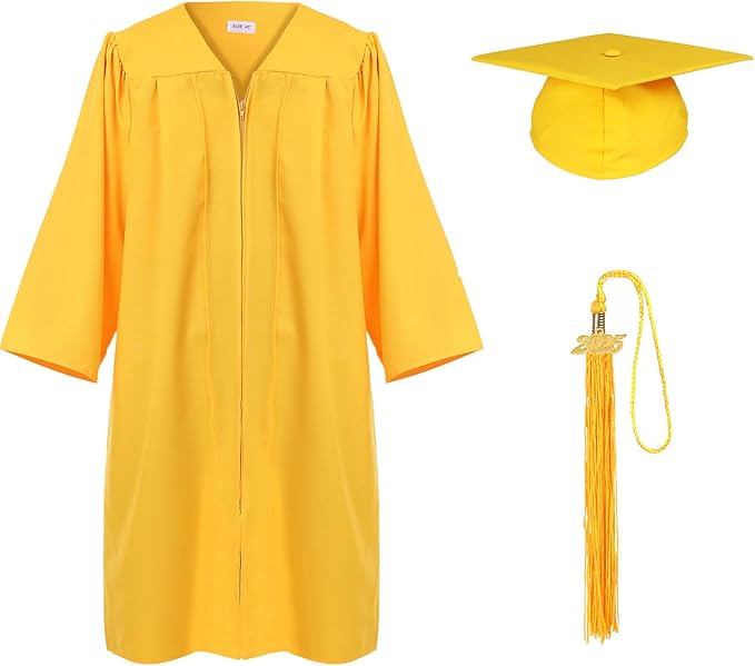 Unisex Adult Matte Graduation Cap and Gown Tassel Set