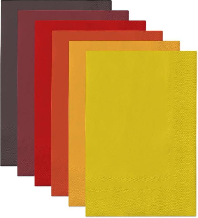 qiqee Red Yellow Paper Napkins 13x16inch Guest Paper Disposable Towels Napkin Paper Hand Towels for Wedding, Dinner, Birthday Party, Dessert Cocktail ＆ Kitchen Napkins（ 120 Count）