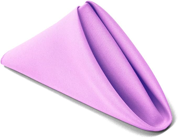 TableLinensforLess 17"x17" Polyester Cloth Napkins, Set of 6 (Lavender) | Easy-Care, No-Iron Finish, Superior Color Retention, Machine Washable