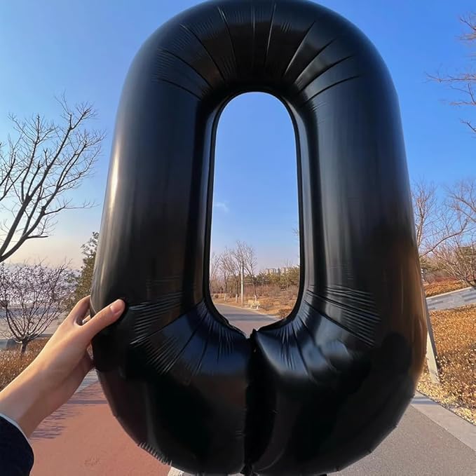 40 inch Black 0 Number Balloon Giant Foil Helium Balloons Black Large Digital Balloon 0 Number 0 Balloons for 0th Birthday Party Decorations Anniversary Events Decoration Supplies