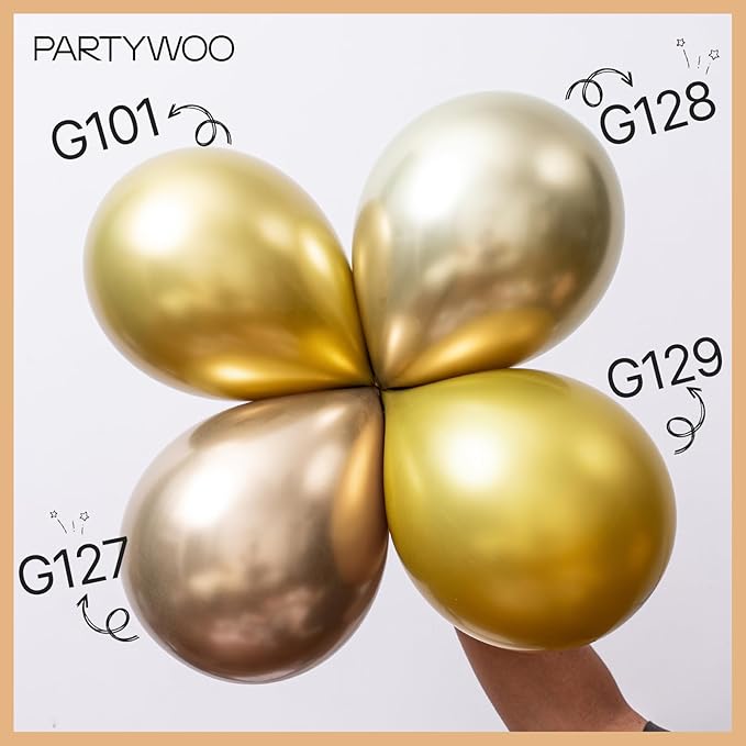 PartyWoo Chrome Gold Balloons 85 pcs Metallic Balloons Different Sizes Pack of 18 12 10 5 Inch Gold Balloon Arch Kit Balloon Garland for Birthday Christmas Baby Shower Party Decorations Gold-G127