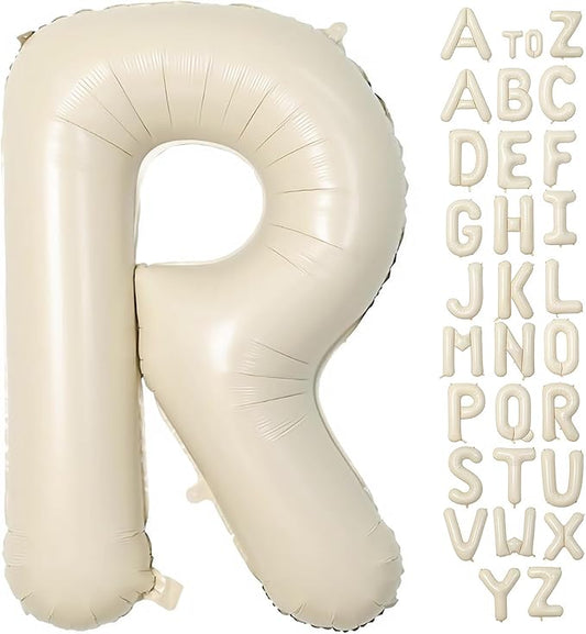 Cream Letter R Balloons,40 Inch Balloons Letter R Mylar Helium Large R Balloon for Birthday Party Anniversary Decorations