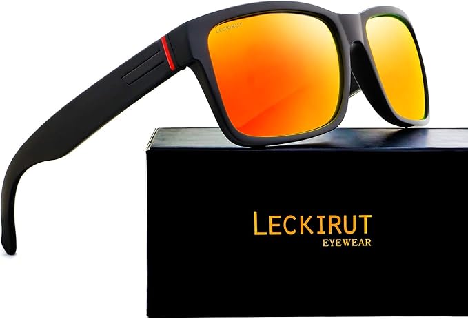 LECKIRUT Vintage Polarized Sunglasses for Men Women Retro Oversized Square Mirror Sun Glasses