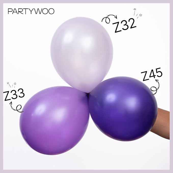 PartyWoo 50pcs Pearl Light Purple Balloons, 12inch, Latex, for Balloon Garland, Birthday, Wedding Decorations