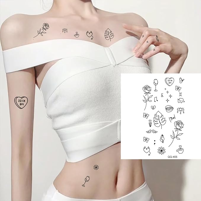 Black and White Floral Temporary Tattoos - 37 Sheets Delicate Mandala Boho Tattoo Stickers for Women, Waterproof Fake Body Art for Arms, Ankles, Back (Set of 10 Large Sheets)