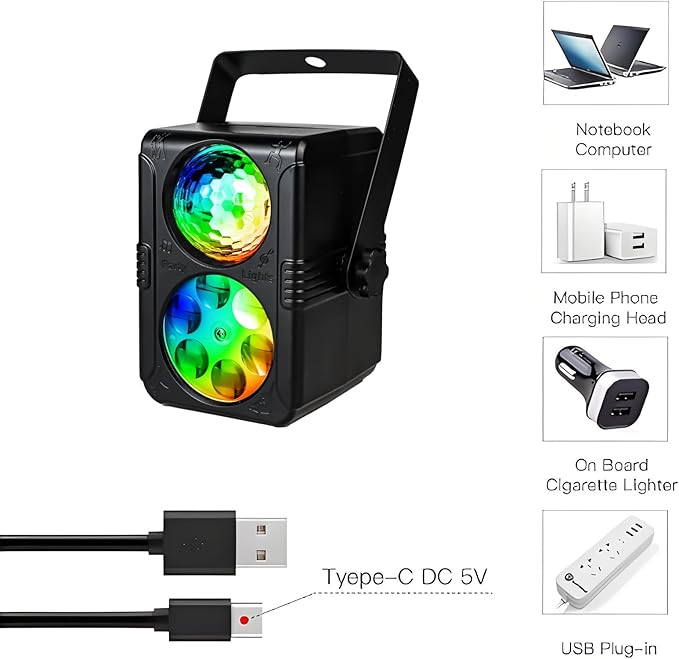 YSH Disco Ball Strobe Lights, Sound Control Party Lights with Remote DJ Lighting for Family Room Prom Birthday Karaoke, New Year's Eve Christmas Decoration（Animation is a Christmas Element）