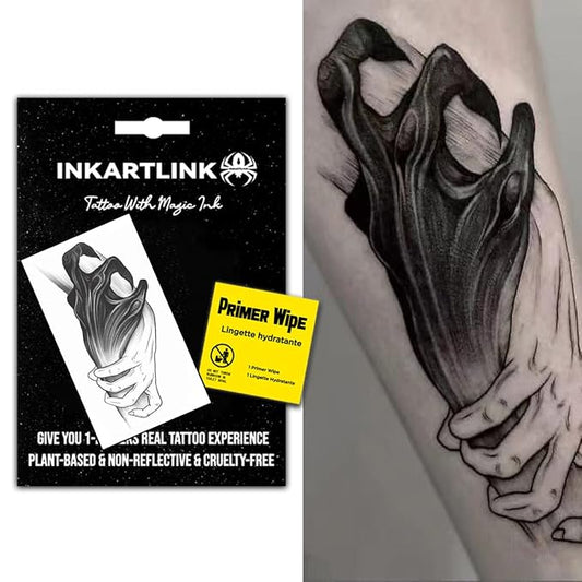 INKARTLINK Temporary Tattoos, Semi Permanent Tattoos, Adult Art Designs, Waterproof Temporary Tattoos, Party Favors, Tattoo Stickers Realistic, No Adhesive, Lasts 1-2 Weeks (Devil's Hand)