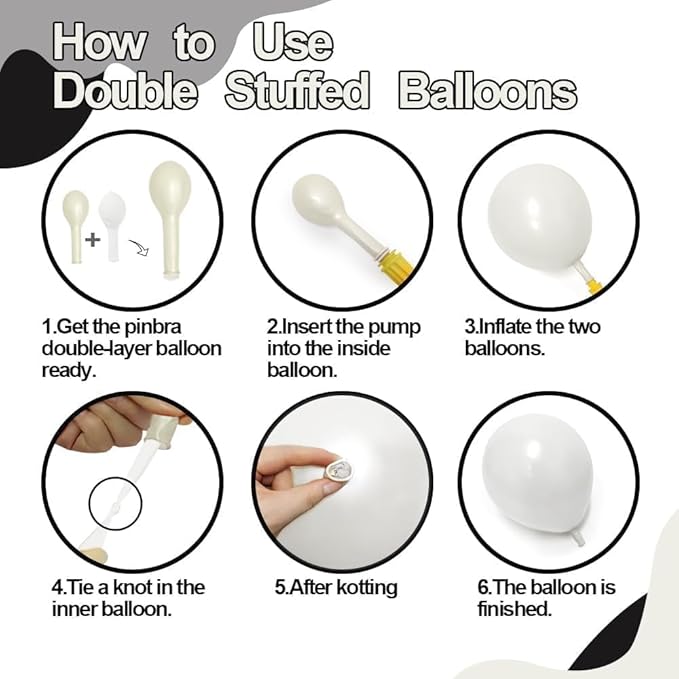 Black White Balloon Arch, Double Stuffed Pearl White Black Bow Balloon Garland Cream Ivory Sand Latex Balloons for Birthday Wedding Bridal Shower Engagement Halloween New Year Party Decorations