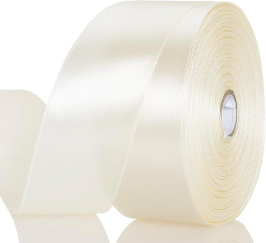 1 1/2 Inch Ivory Solid Satin Ribbon, 50 Yards Craft Fabric Ribbon for Gift Wrapping Floral Bouquets Wedding Party Decoration