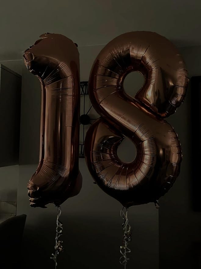 Coffee Brown Number 1 Balloon 40 inch, Number 1 Birthday Balloons for Boy Girl, Dark Brown Foil One Balloon for 1st 10 11 12 16 18 Birthday Party, Anniversary Celebration Numbers Decorations