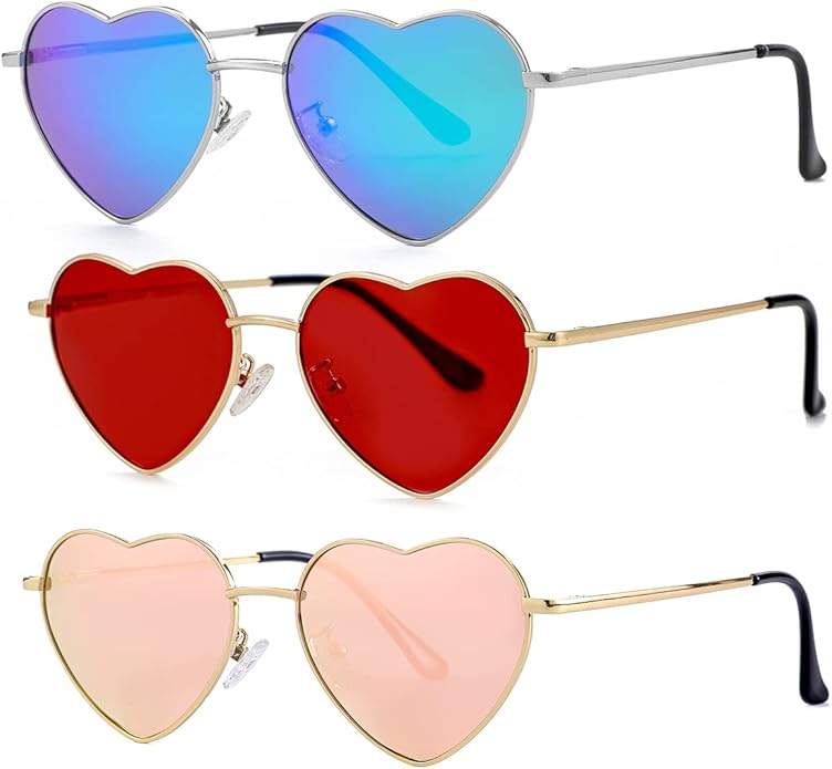 JOVAKIT Polarized Heart Sunglasses for Women Fashion Lovely Style Metal Frame UV400 Protection Lens