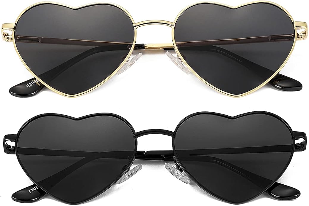 JOVAKIT Polarized Heart Sunglasses for Women Fashion Lovely Style Metal Frame UV400 Protection Lens