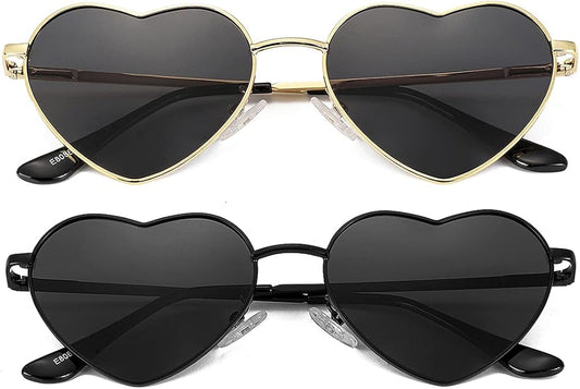 JOVAKIT Polarized Heart Sunglasses for Women Fashion Lovely Style Metal Frame UV400 Protection Lens