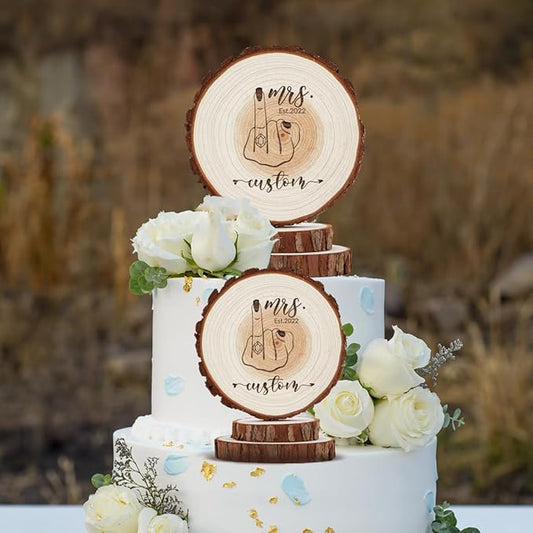 Cake Topper with Wedding Figures Rustic Wedding Cake Toppers Wood Mr Mrs Personalized Handmade Keepsake Country Wooden Decorative for Engagement, Birthday, Anniversary