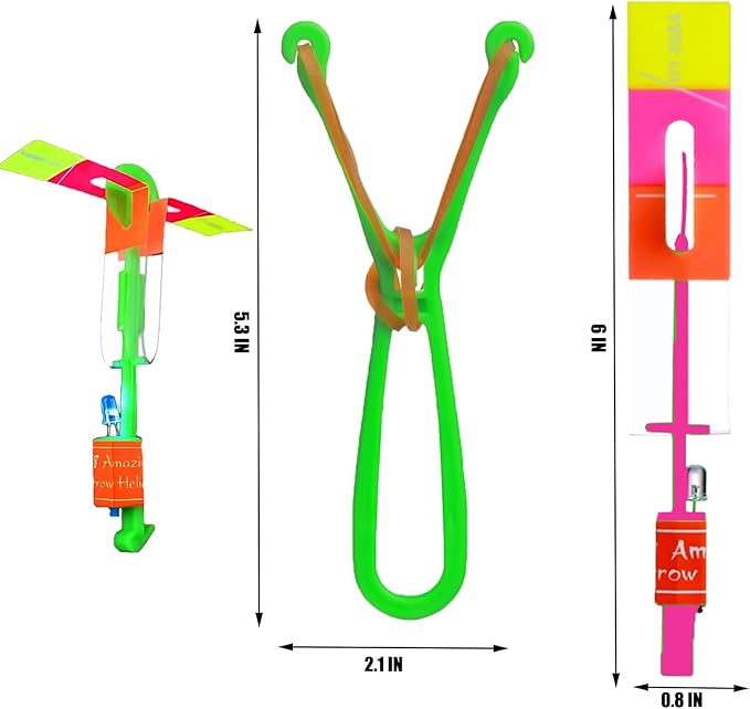 50 Pcs LED Flying Set, Flying Rocket Copters Outdoor Game Toys Glow in The Dark Party Supplies Party Favors for Kids 8-12,4-8, 25 Slingshot+25 Glow Helicopter