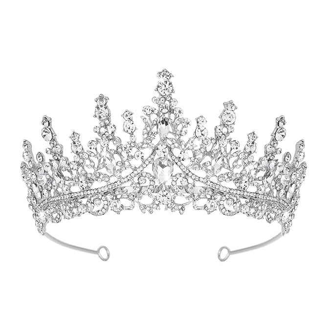 Schmoopy Tiara Crown for Women, Hair Accessories for Party Wedding (B-Silver)