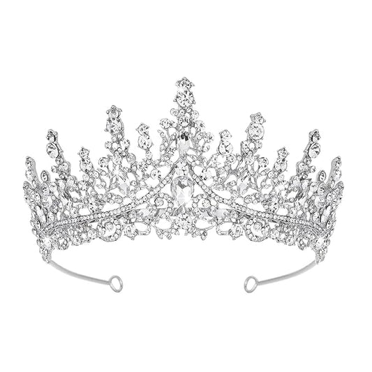 Schmoopy Tiara Crown for Women, Hair Accessories for Party Wedding (B-Silver)