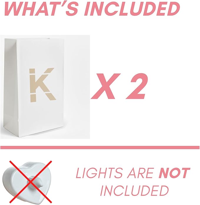 Light Up Letter K - Luminary Bags Perfect for Personalized Happy Birthday Banner, Proposal Decorations, Engagement Party Decorations and Congratulations Banner for Your Loved One