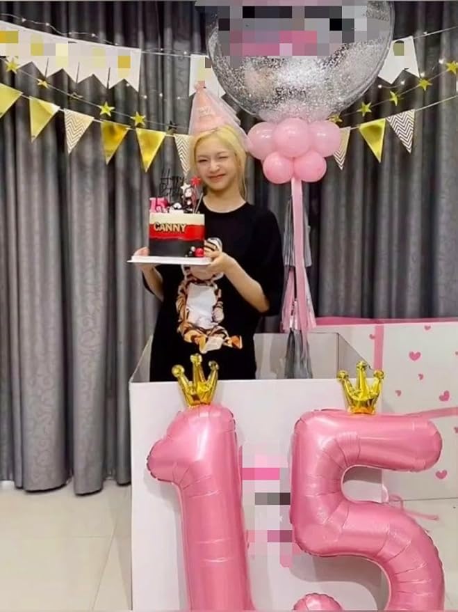 Pink Crown Number 1 Balloon 40 inch, Number 1 Birthday Balloons for Boy Girl, Pink Crown Foil One Balloon for 1st 10 11 12 16 18 Birthday Party, Anniversary Celebration Numbers Decorations