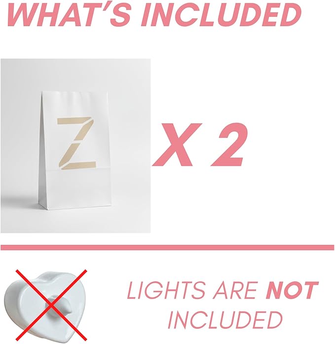 Light Up Letter Z - Luminary Bags Perfect for Personalized Happy Birthday Banner, Proposal Decorations, Engagement Party Decorations and Congratulations Banner for Your Loved One