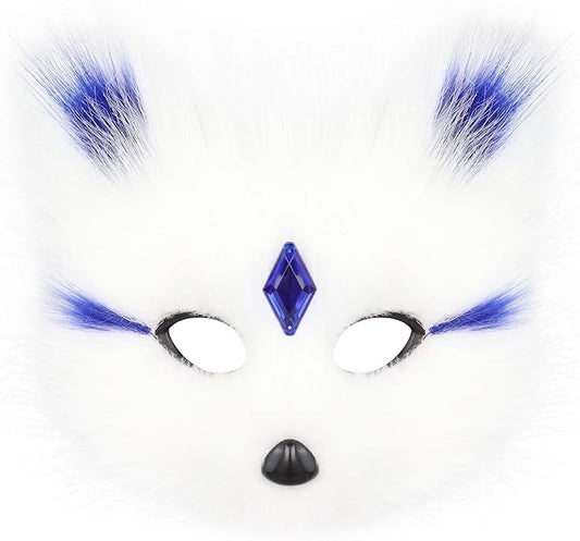 Animal Fox Wolf Mask Halloween Party Cosplay Costumes Props Plush Cat Half Face Masks Christmas Masquerade