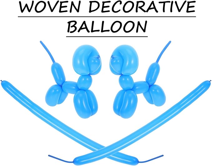 100pcs Blue Long Latex Balloons DIY Modeling Kit for Birthday Party Decorations Twistable Skinny Balloons for Wedding Valentine and Festive Photo Props